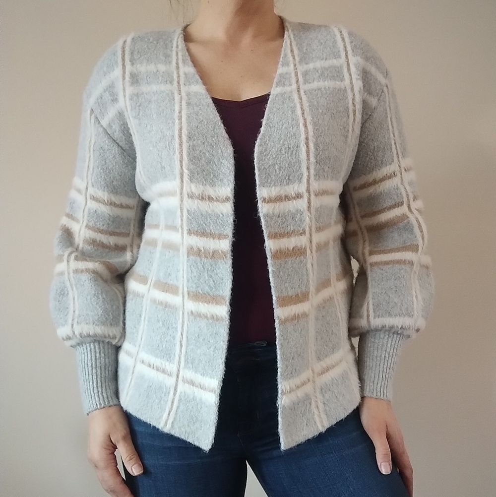 Cliche Elegant Plaid Women's Cardigan XS